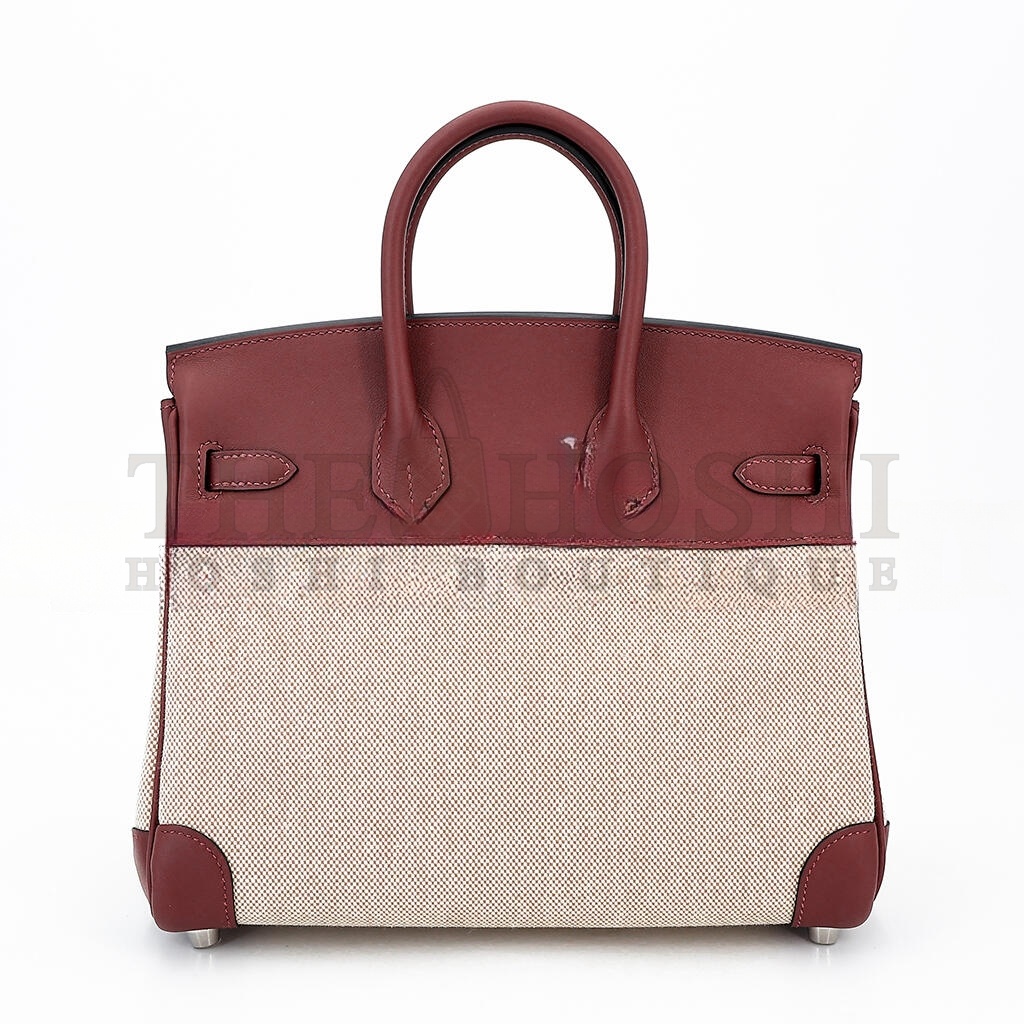 H**me5 BIRKIN 25 LEATHER CANVAS SILVER BUCKLE BAG 6192171144 (25*20*13cm) Master Quality